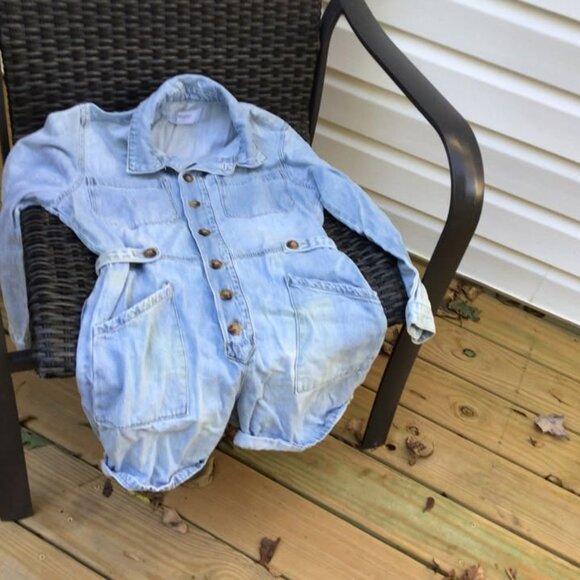 Kan Can Womens Aviator Jean Playsuit Coverall Denim Romper (Light Denim, Small} - Picture 1 of 4